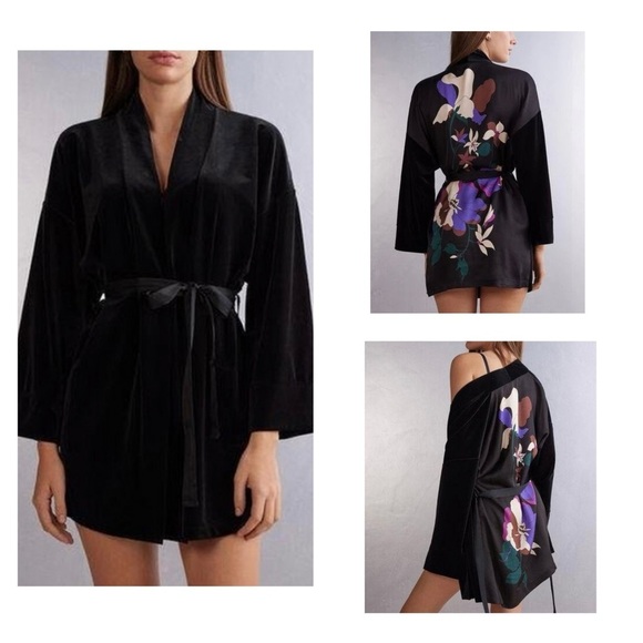 Intimissimi black the game of seduction velvet kimono - Picture 1 of 12